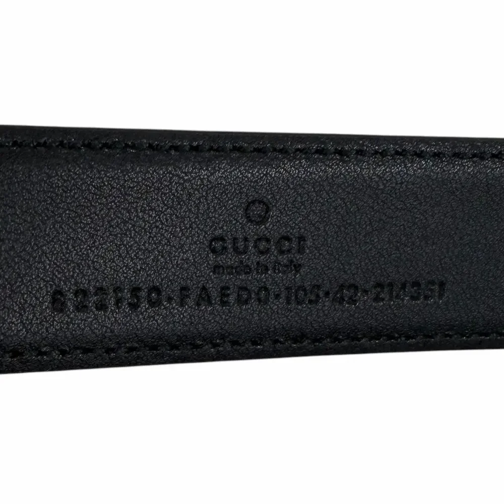 Gucci Square Buckle GG Emblem Belt Black Gray Men Size 105cm/42